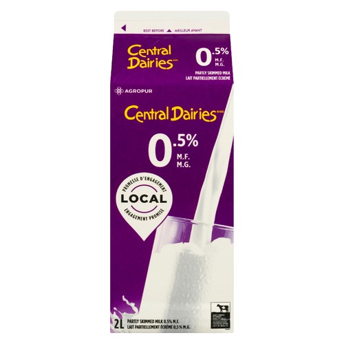 Central Dairies 0.5%  Milk Partly Skim 2 L