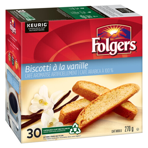 Folgers Coffee Pods Gourmet Selections Biscotti Vanilla 30 K-Cups 270 g