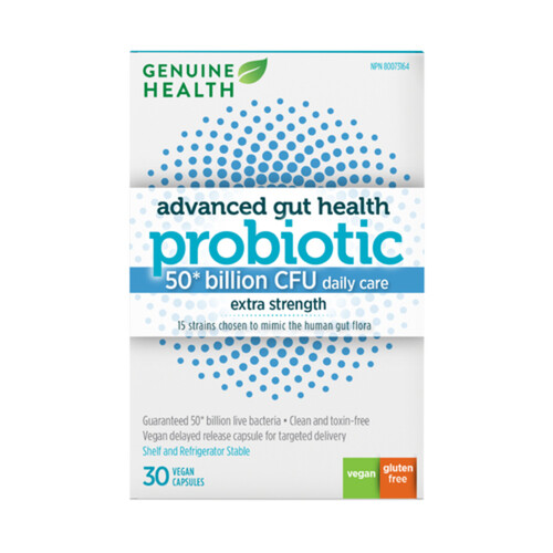 Genuine Health Advanced Gut Health Probiotic Extra Strength Capsules 30 Count