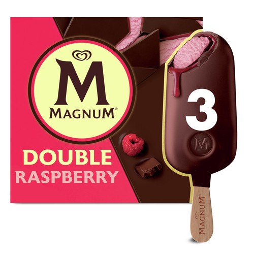 Magnum Ice Cream Bar Double Raspberry 3 x 90 ml