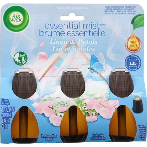 Air Wick Essential Mist Fragrance Mist Linen & Petals 3 Refills x 20 ml (60 ml)