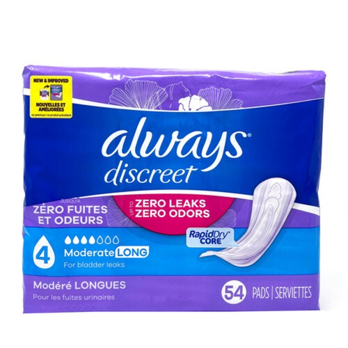 Always Discreet Pads Moderate Long  54 Count