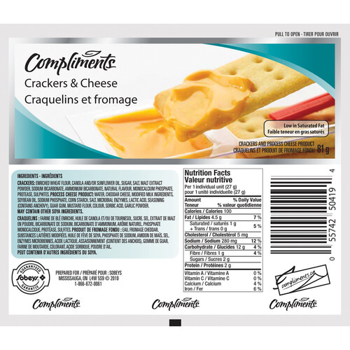 Compliments Crackers & Cheese 3 x 27 g