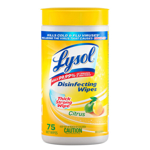 Lysol Disinfecting Wipes Citrus 75 Count