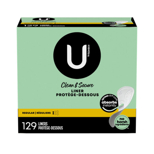 U By Kotex Clean & Secure Panty Liners Regular Absorbency 129 Count - Voilà  Online Groceries & Offers