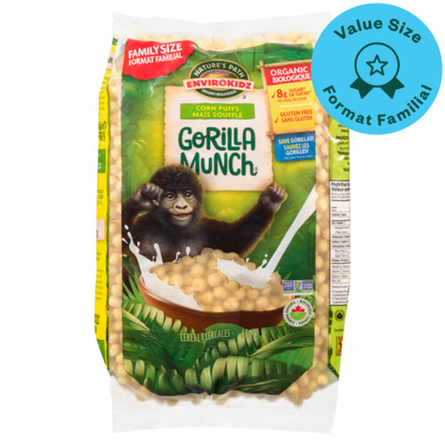 Nature's Path Organic Gluten-Free Cereal Gorilla Munch Corn Puffs 650 g