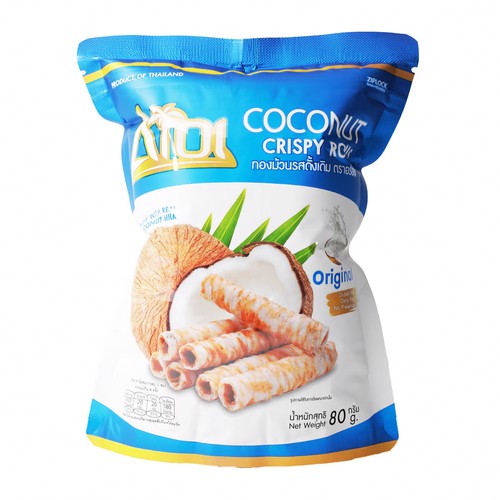 Aroi Crispy Wafers Roll Original Coconut 80 g