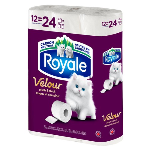 Royale Velour Toilet Paper 2-Ply 12 Rolls x 142 Sheets 