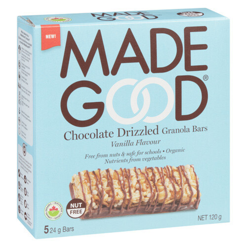 MadeGood Organic Granola Bar Chocolate Drizzle Vanilla 120 g