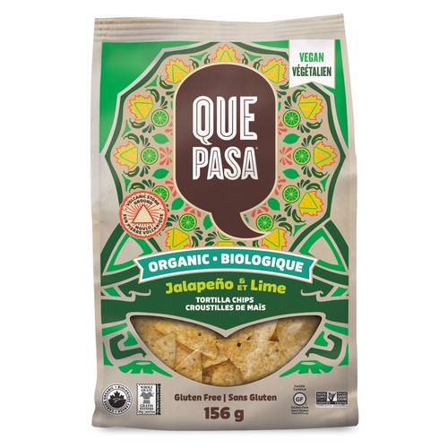 Que Pasa Organic Tortilla Chips Jalapeno Lime 156 g