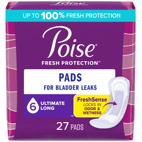 Poise Ultimate Bladder Protection Maxi Pads Long Length 27 Count