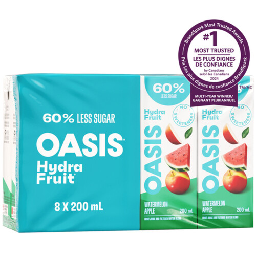 Oasis Hydrafruit Juice Boxes Watermelon Apple 8 x 200 ml