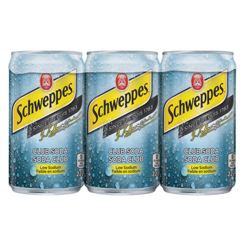 Schweppes Low Sodium Club Soda 6 x 222 ml (cans)