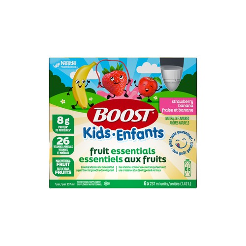 Boost Kids Nutritional Supplement Essential Fruit Blend Strawberry Banana 6 x 237 ml