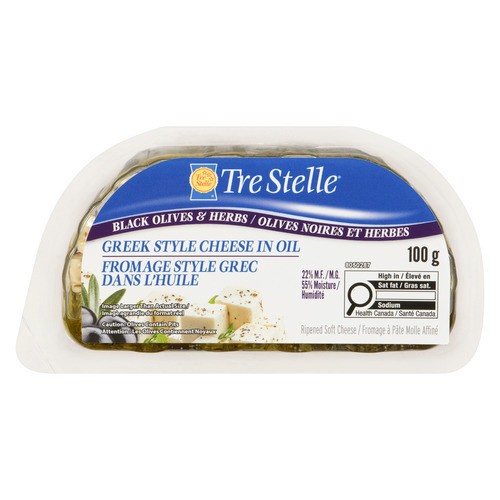 Tre Stelle Feta Cheese In Oil With Black Olives 100 g