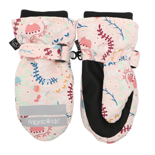 FlapJack Water Repellent Ski Mittens Floral Pink Medium 1 Pair