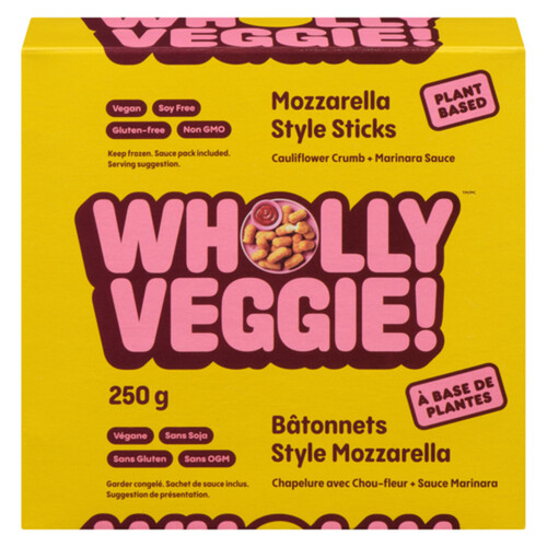 Wholly Frozen Veggie Plant Based Mozzarella Sticks Marinara Sauce 250 g