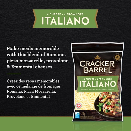 Cracker Barrel Shredded Cheese 4 Cheese Italiano 320 g