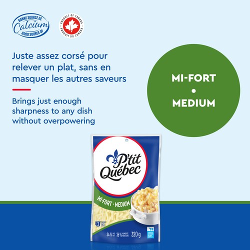 P'tit Québec Shredded Cheese Medium Cheddar 320 g