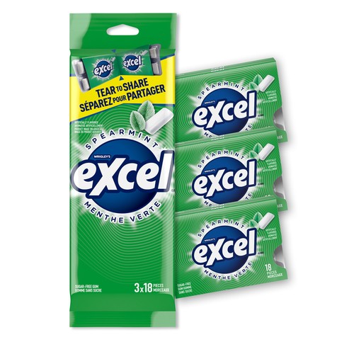 Excel Sugar Free Chewing Gum Spearmint Flavoured Pack of 18 Piece 3 EA