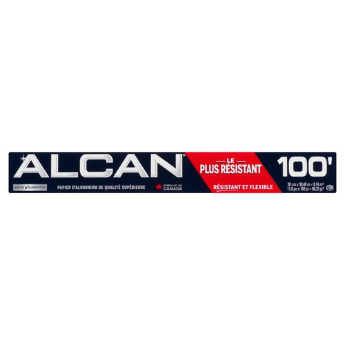 Alcan Papier d'aluminium résistant et flexible de 12 pouces x 100 pieds 1 un