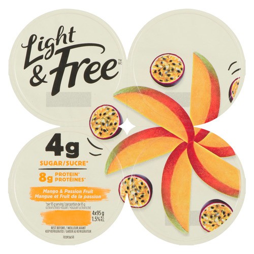 Light & Free 1.5% Yogurt Mango & Passion Fruit 4 x 95 g