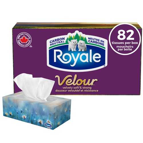 Royale Velour Facial Tissue 1 Flat Box x 82 Sheets