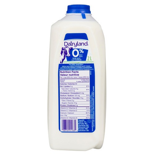 Dairyland 0% Milk Skim Plastic Jug 2 L