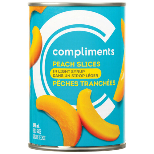 Compliments Canned Peach Slices In Light Syrup 398 ml