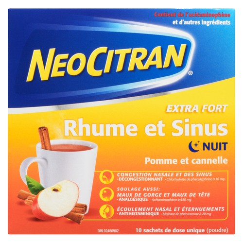 NeoCitran Night Extra Strength Cold & Sinus Apple Cinnamon EA