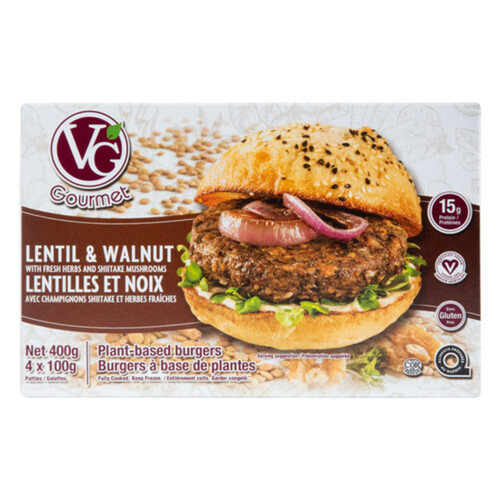 Vegetarian Gourmet Gluten-Free Frozen Vegan Burger Lentil & Walnut 400 g