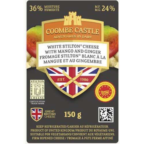 Coombe Castle Seasonal White Stilton Cheese Mango Ginger 150 g