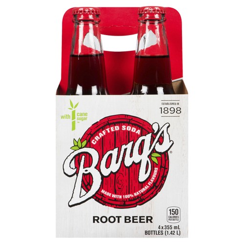 Barq's Soft Drink Root Beer 4 x 355 ml (bottles)