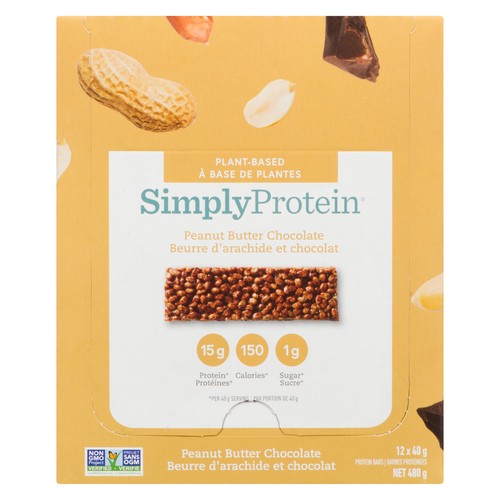 Simply Protein Plant-Based Protein Bars Peanut Butter & Chocolate 12 x 40 g