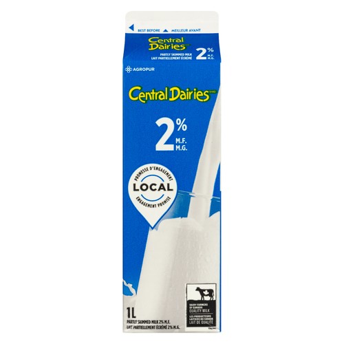 Central Dairies 2% Milk Partly Skimmed  1 L