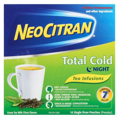 NeoCitran Total Cold Night Green Tea 10 Count