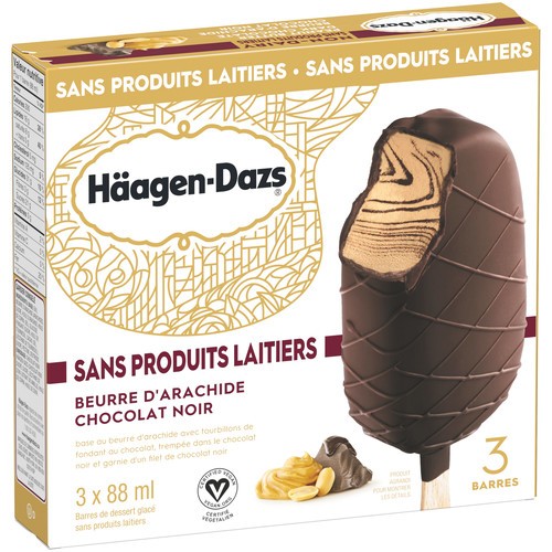 Häagen-Dazs Dairy-Free Frozen Dessert Bars Peanut Butter Dark Chocolate 3 x 88 ml