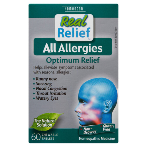 Real Relief By Homeocan Real Relief All Allergies Tablets Homeopathic Remedies 60 ea