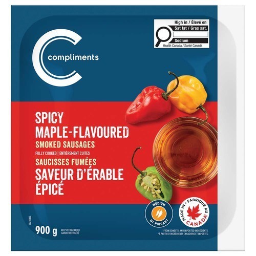 Compliments Ready To Eat Smoked Sausages Spicy Maple 900 g