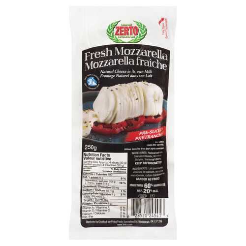 Zerto Fresh Sliced Mozzarella Cheese 250 g