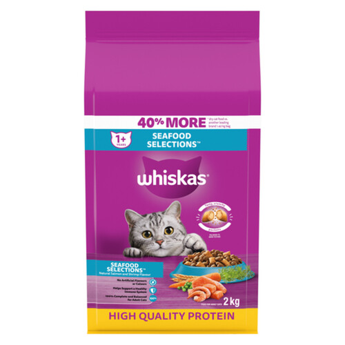 Whiskas Seafood Selections Adult Dry Cat Food With Real Salmon 2 kg