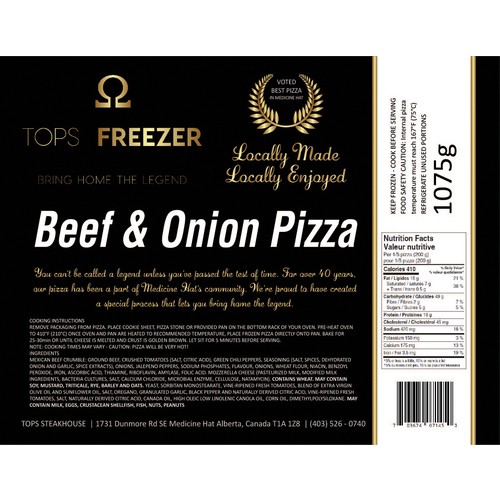 Tops Freezer Frozen Pizza Beef & Onion 1075 g