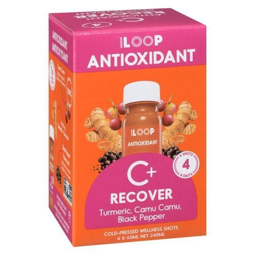 Loop Cold-Pressed Juice Recover Shot Turmeric Camu Camu and Black Pepper 4 x 60 ml 