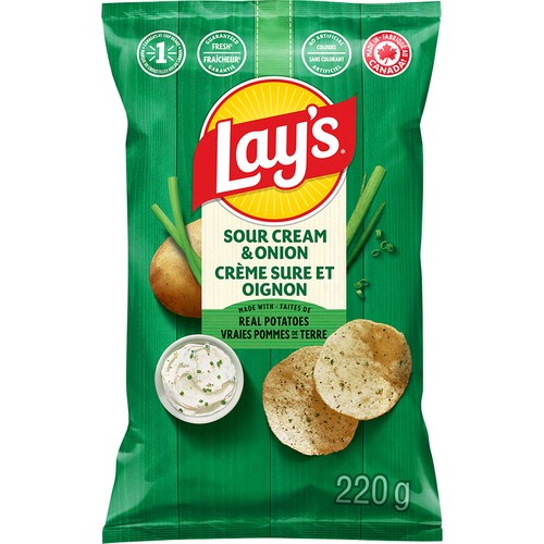 Lay's Potato Chips Sour Cream & Onion Flavoured 220 g