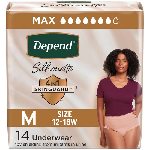 Depend Silhouette Women Incontinence Underwear Pink Medium 14 Count