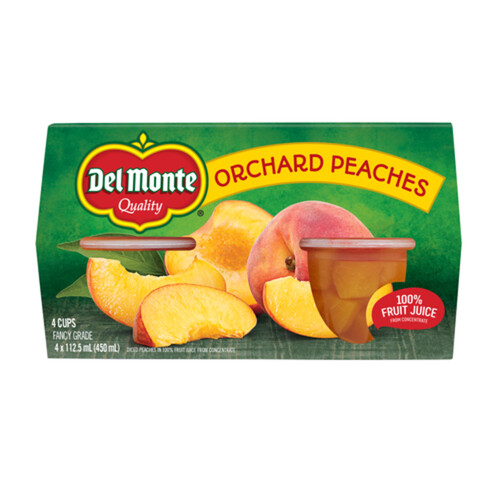 Del Monte Fruit Bowls In Fruit Juice Orchard Peach 4 x 112.5 ml