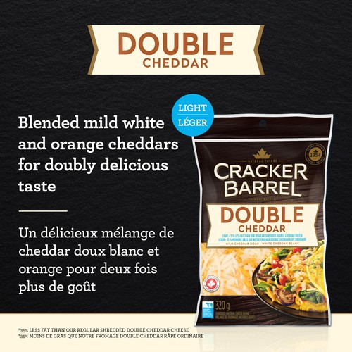 Cracker Barrel Shredded Cheese Double Cheddar Light 320 g
