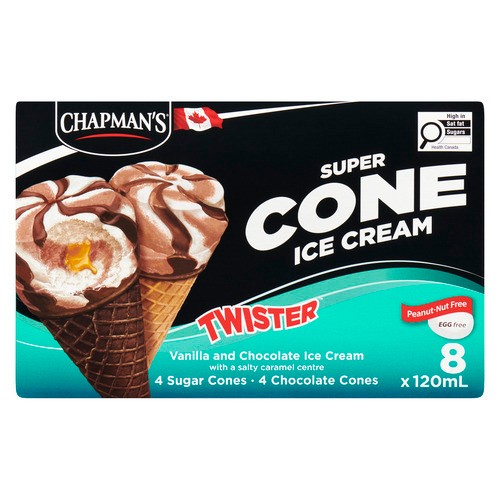 Chapmans Super Cone Ice Cream Salty Caramel Twist 8 x 120 ml