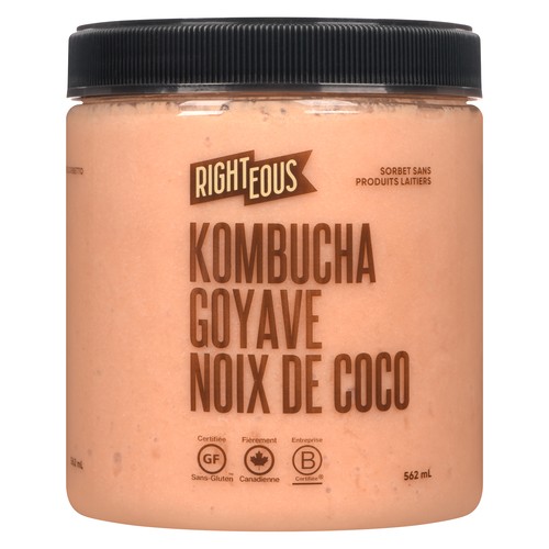 Righteous Gelato Dairy Free Gluten-Free Sorbetto Guava Coconut Kombucha 562 ml
