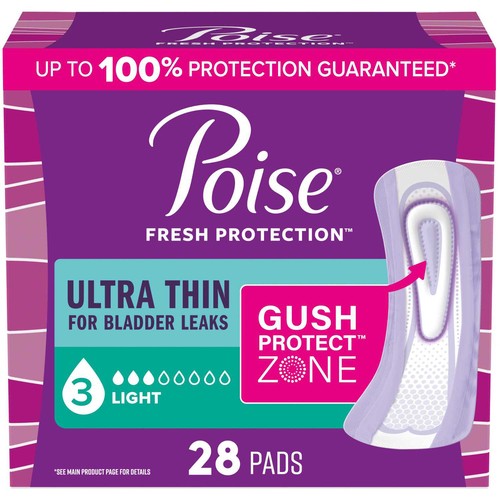 Poise Ulta Thin Pads Light Absorbency Regular 28 Count